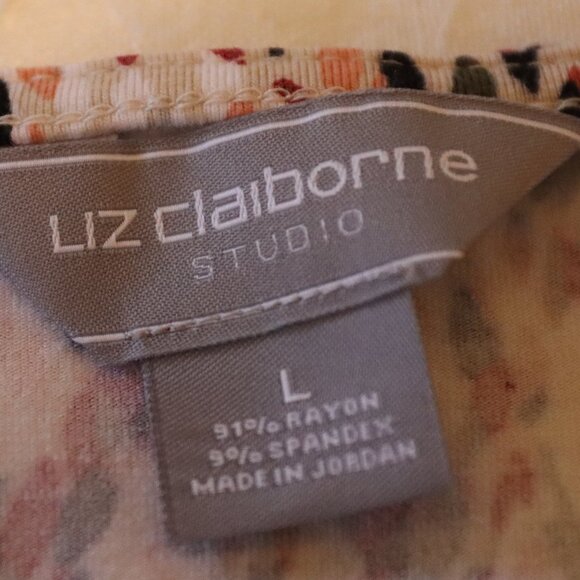 Liz Claiborne Studio Colorful Abstract Print Tank/Sleeveless Blouse Size Large - Picture 2 of 14